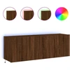 Image de vidaXL Armoires TV murales avec lampes LED 2 pcs. Brun imitation chêne