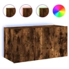 Image de vidaXL Armoire TV murale avec lampes LED chêne fumé 80x35x41 cm