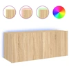 Image de vidaXL Armoire TV murale avec lampes LED Chêne Sonoma 100x35x41 cm