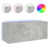 Image de vidaXL Armoire TV murale avec lampes LED gris béton 100x35x41 cm