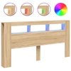 Image de vidaXL Tête de lit LED Chêne Sonoma 200x18,5x103,5 cm Matériau dérivé du bois