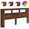 Image de vidaXL Tête de lit LED chêne fumé 200x18,5x103,5 cm Bois composite