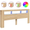 Image de vidaXL Tête de lit LED Chêne Sonoma 220x18,5x103,5 cm Matériau dérivé du bois
