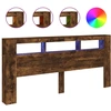 Image de vidaXL Tête de lit LED chêne fumé 220x18,5x103,5 cm Bois composite