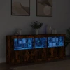Image de vidaXL Sideboard avec lampes LED chêne fumé 162x37x67 cm