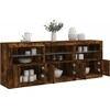 Image de vidaXL Sideboard avec lampes LED chêne fumé 181,5x37x67 cm
