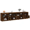 Image de vidaXL Sideboard avec lampes LED chêne fumé 283x37x67 cm