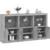 Image de vidaXL Sideboard avec lampes LED gris béton 181,5x37x100 cm