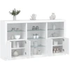 Image de vidaXL Sideboard avec lampes LED blanc 181,5x37x100 cm