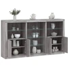Image de vidaXL Sideboard avec lampes LED Gris Sonoma 181,5x37x100 cm