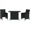 Image de vidaXL Ensemble Bistro 3 pièces avec coussins Noir Poly Rattan