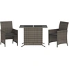 Image de vidaXL Ensemble Bistro 3 pièces avec coussins Gris Poly Rattan