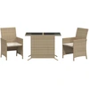 Image de vidaXL Ensemble Bistro 3 pièces avec coussins Beige Poly Rattan