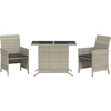 Image de vidaXL Ensemble Bistro 3 pièces avec coussins gris clair Poly rotin