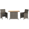 Image de vidaXL Ensemble Bistro 3 pièces avec coussins Gris Poly Rattan