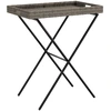 Image de vidaXL Table à plateaux pliante Gris 65x40x75 cm Poly rotin