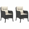 Image de vidaXL Chaises de jardin avec coussins 2 pcs. noir poly rotin