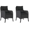 Image de vidaXL Chaises de jardin avec coussins 2 pcs. noir poly rotin