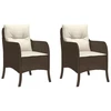 Image de vidaXL Chaises de jardin avec coussins 2 pcs. Marron Poly Rattan