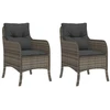 Image de vidaXL Chaises de jardin avec coussins 2 pcs. Gris Poly Rattan