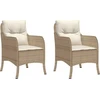 Image de vidaXL Chaises de jardin avec coussins 2 pcs. Beige Poly Rattan