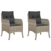 Image de vidaXL Chaises de jardin avec coussins 2 pcs. Gris clair Poly rotin