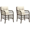 Image de vidaXL Chaises de jardin avec coussins 2 pcs. Marron Poly Rattan