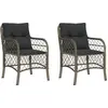 Image de vidaXL Chaises de jardin avec coussins 2 pcs. Gris Poly Rattan
