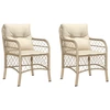 Image de vidaXL Chaises de jardin avec coussins 2 pcs. Beige Poly Rattan