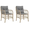 Image de vidaXL Chaises de jardin avec coussins 2 pcs. Mélange de beige Poly Rattan