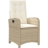 Image de vidaXL Fauteuil de jardin avec coussin Réglable Beige Poly Rattan