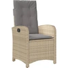 Image de vidaXL Fauteuil de jardin avec coussin Réglable Mélange de beige Poly rotin