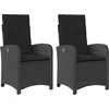 Image de vidaXL Fauteuil de jardin avec coussin 2 pcs. Réglable Noir Poly Rattan