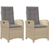 Image de vidaXL Fauteuil de jardin Coussin 2pcs Réglable Mélange de beige Poly rotin