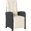 Image de vidaXL Fauteuil de jardin avec repose-pieds Réglable noir Poly rotin