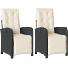 Image de vidaXL Fauteuil de jardin avec repose-pieds 2 pcs. Réglable Noir Poly Rattan