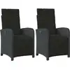 Image de vidaXL Fauteuil de jardin avec repose-pieds 2 pcs. Réglable Noir Poly Rattan