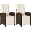 Image de vidaXL Fauteuil de jardin avec repose-pieds 2 pcs. Réglable Marron Poly Rattan