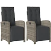 Image de vidaXL Fauteuil de jardin avec repose-pieds 2 pcs. Réglable Gris Poly Rattan