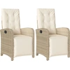 Image de vidaXL Fauteuil de jardin avec repose-pieds 2 pcs. Réglable Beige Poly Rattan