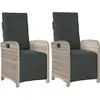 Image de vidaXL Fauteuil de jardin avec repose-pieds 2pcs Réglable Gris clair Poly rotin