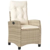 Image de vidaXL Fauteuil de jardin avec coussin Réglable Beige Poly Rattan