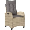 Image de vidaXL Fauteuil de jardin avec coussin Réglable Mélange de beige Poly rotin