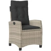 Image de vidaXL Fauteuil de jardin avec coussin Réglable Gris clair Poly rotin