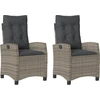 Image de vidaXL Fauteuil de jardin avec coussin 2 pcs. Réglable Gris Poly Rattan