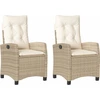 Image de vidaXL Fauteuil de jardin avec coussin 2 pcs. Réglable Beige Poly Rattan