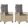 Image de vidaXL Fauteuil de jardin Coussin 2pcs Réglable Mélange de beige Poly rotin