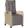 Image de vidaXL Fauteuil de jardin avec repose-pieds Réglable Mélange de beige Poly rotin