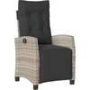 Image de vidaXL Fauteuil de jardin avec repose-pieds Réglable gris clair Poly rotin