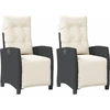 Image de vidaXL Fauteuil de jardin avec repose-pieds 2 pcs. Réglable Noir Poly Rattan